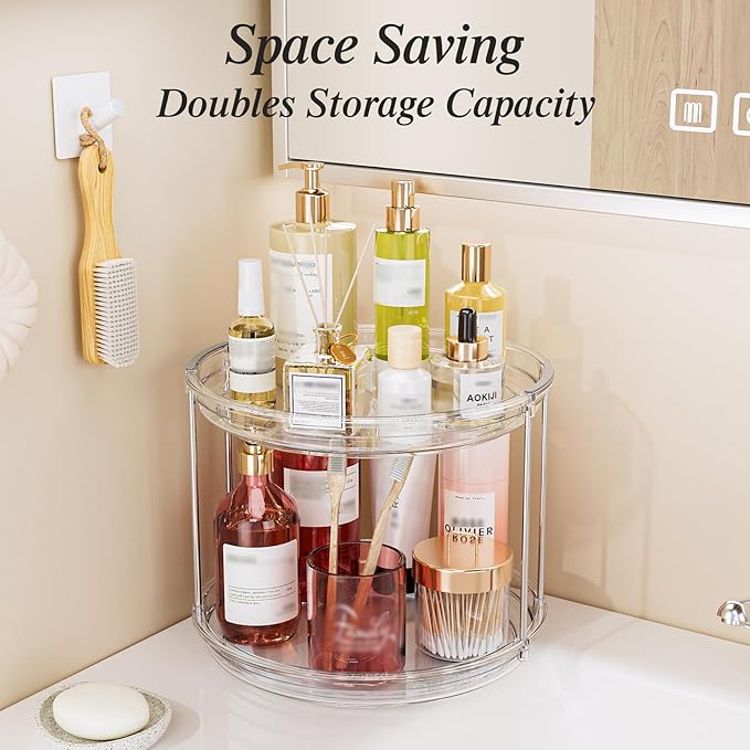 LAMU 4 Pack 10.6'' 2-Tier Lazy Susan Turntable Organizer Rotating Spice Rack - Image 4