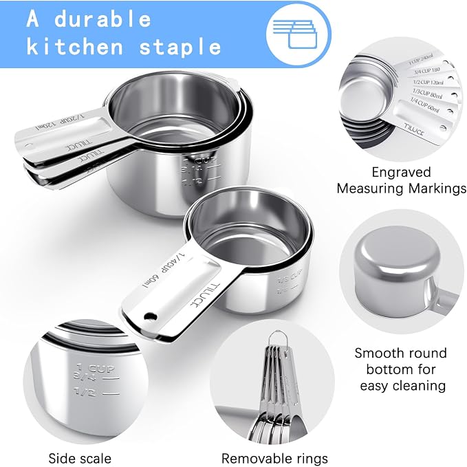 TILUCK Stainless Steel Measuring Cups Set, Kitchen Gadgets - Image 4