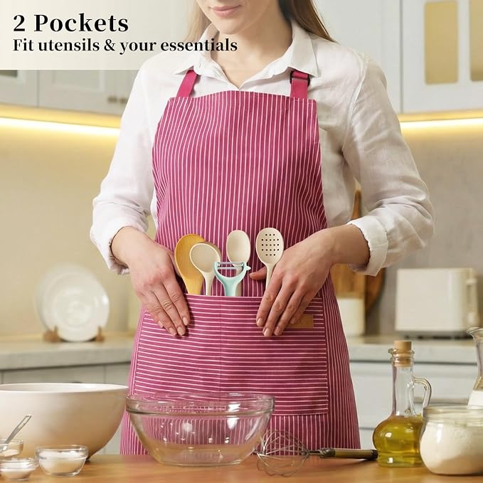 2 Pack Cooking Aprons Adjustable Bib Apron - Image 6