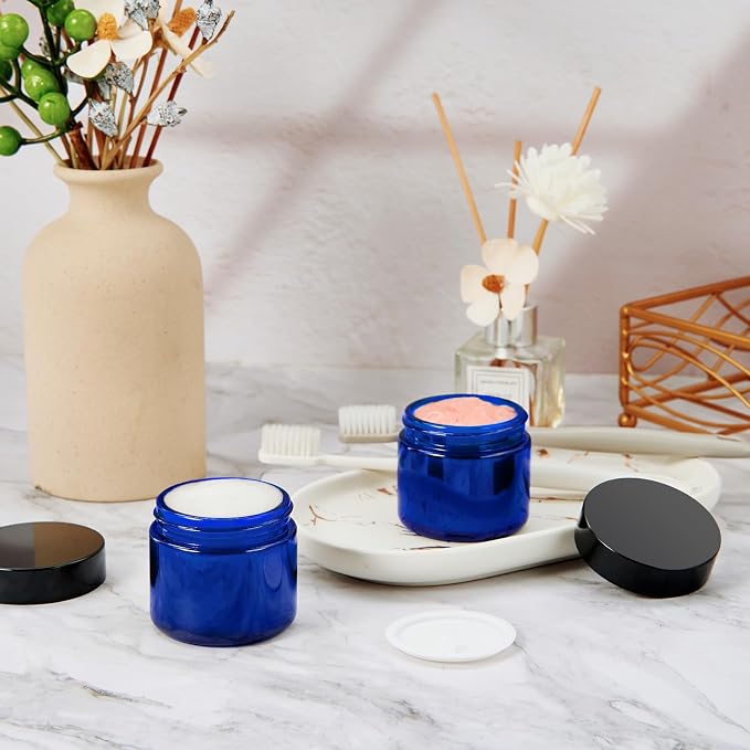 2oz Jars with Lids, Hoa Kinh 24 Pack Blue Glass Jars with Lids Empty Cosmetic - Image 7