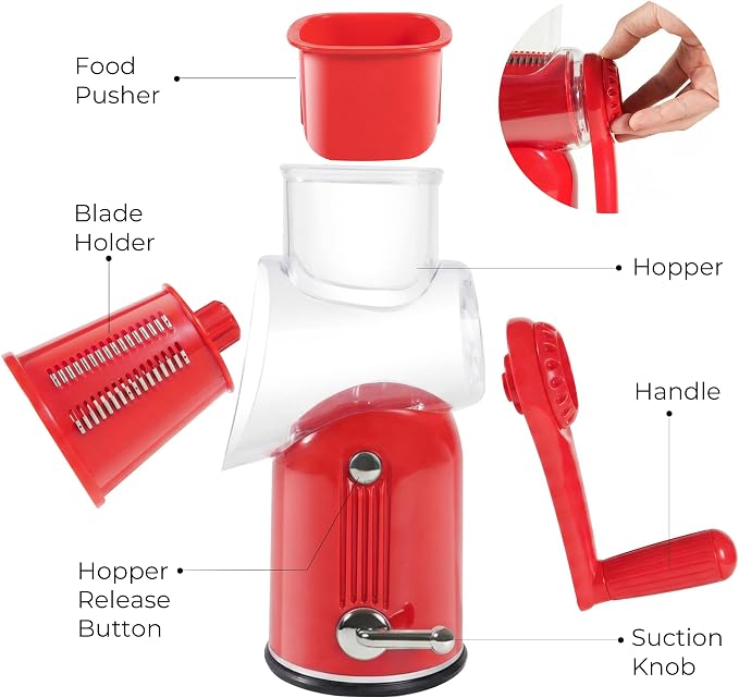 Rotary Cheese Grater Manual Hand Crank - Image 9