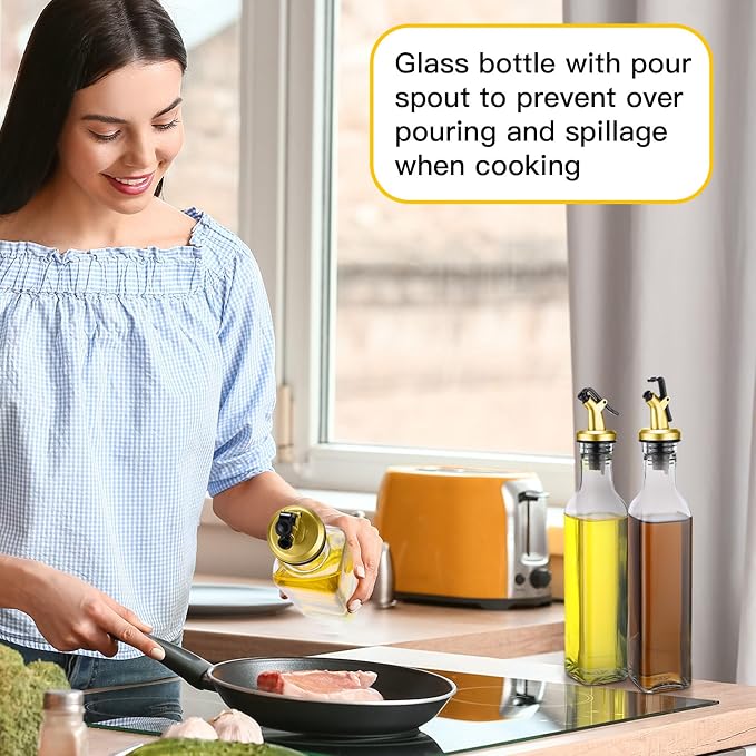 Hushee 12 Pcs Clear Glass Olive Oil Dispenser Bottles Sets Include 8oz Glass - Image 7