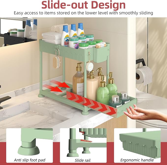 Sevenblue Under Sink Organizer, Bathroom Organizers and Storage, 2 Tier - Image 2