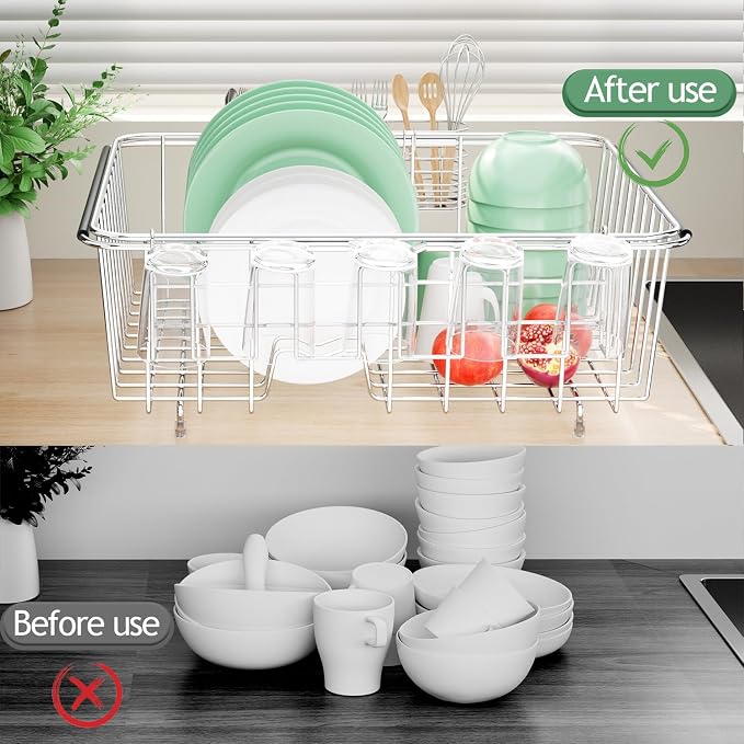 Fanbsy Dish Drying Rack in Sink, Extendable Stainless Steel Dish Drainers - Image 7