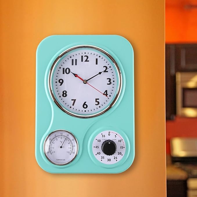 Lily's Home - 9.5 Inch x 12.5 Inch - Retro Kitchen Wall Clock, Vintage Wall - Image 3