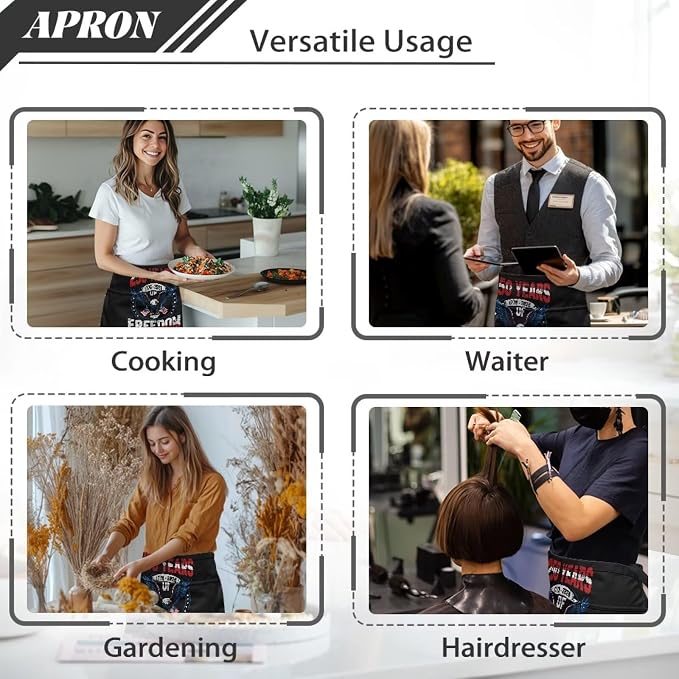 Server Apron with 3 Pockets, Waterproof Oil Waitress Waiter Half Apron - Image 5