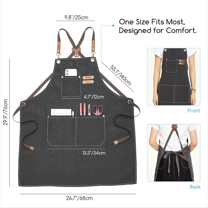 MEEDEN Painting Apron for Men Women: Adjustable Cross Back Waterproof Polyester - Image 2