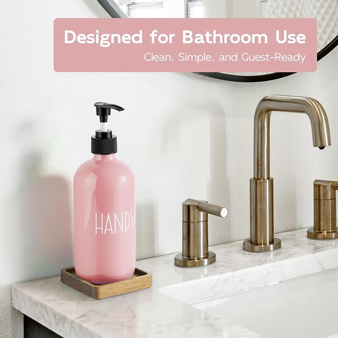 Pink Glass Hand Soap Dispenser - Image 2