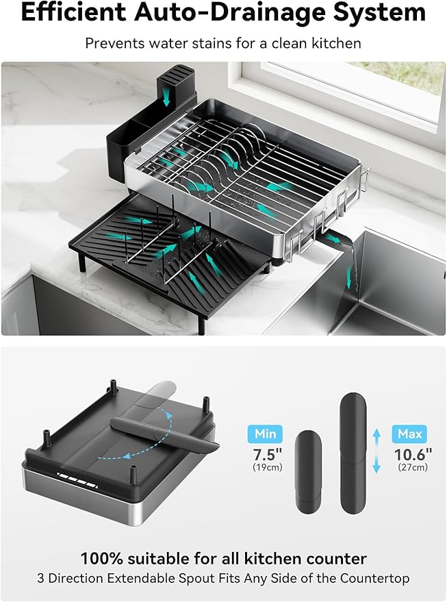 SUNLY Large Dish Drying Rack, Expandable Dish Racks - Image 6