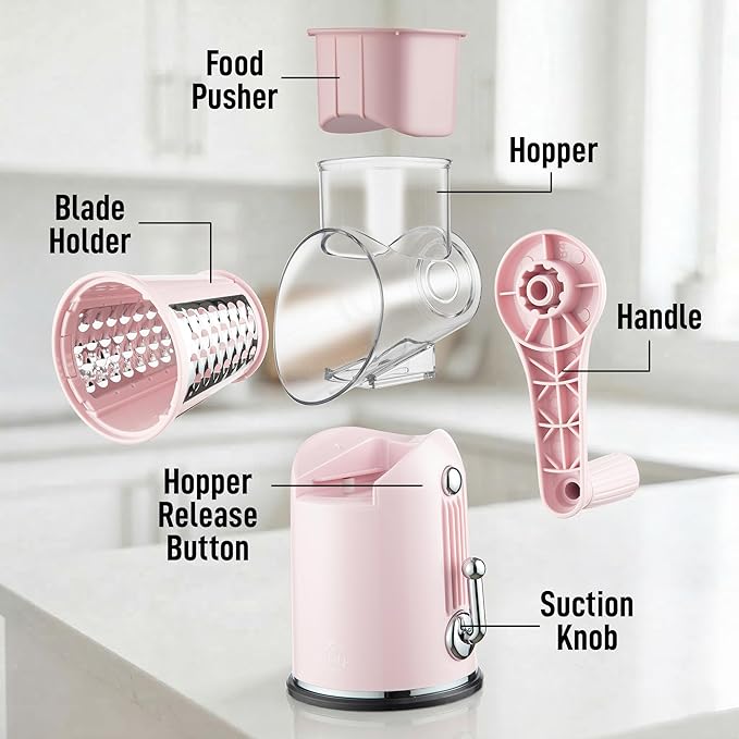 Zulay Kitchen Rotary Cheese Grater 5 Blade Cheese Shredder - Image 9