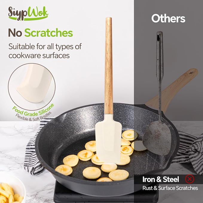 Silicone Spatula Set, Food Grade Rubber Spatula-4 Piece Nonstick Rubber Spatulas - Image 4