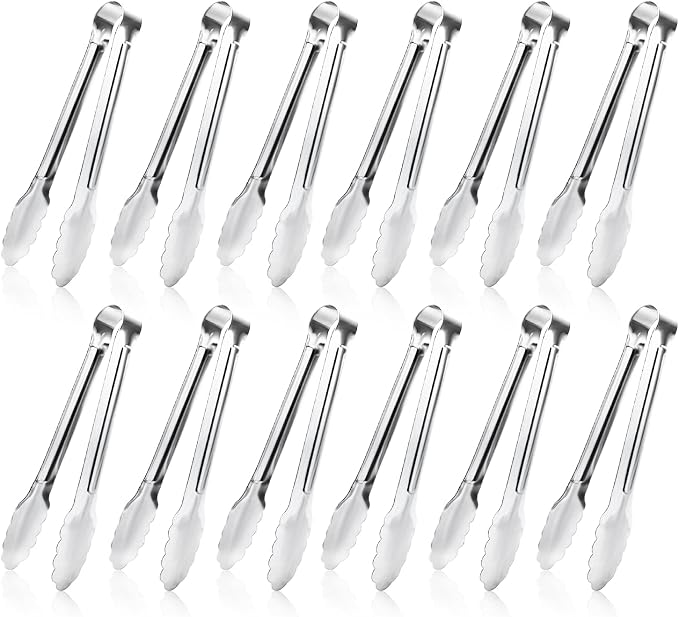 12 Pack Small Serving Tongs, XEVOM Stainless Steel Sugar Tongs Mini Appetizers by XEVOM