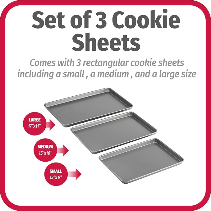 GoodCook Everyday Nonstick Baking Sheet Set, 3 Pack Includes Small Medium and - Image 2