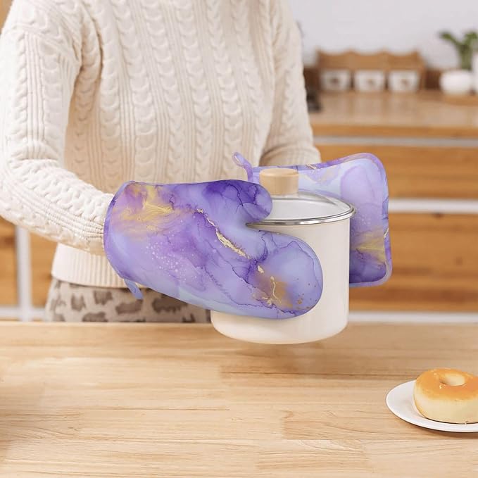 Oven Mitts and Pot Holders Pastel Purple Marble Silicone Kitchen Accessories - Image 7