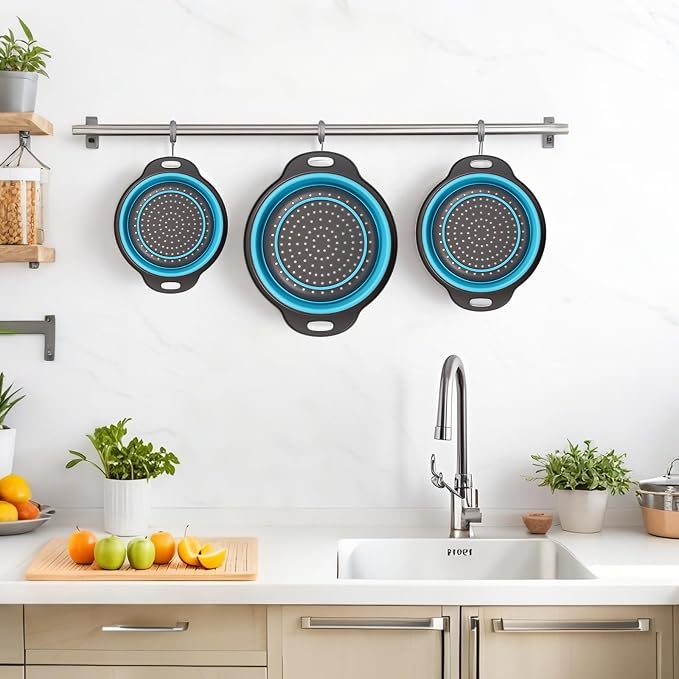 Collapsible Colander 3-Pack Set Space-Saving Foldable Kitchen Strainer - Image 7