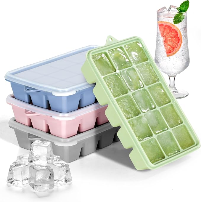 4 Pack Silicone Ice Cube Trays by Duesu