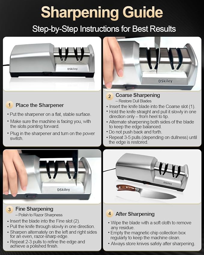 Electric Knife Sharpener for Kitchen – Professional 2-Stage 100% Diamond System - Image 8