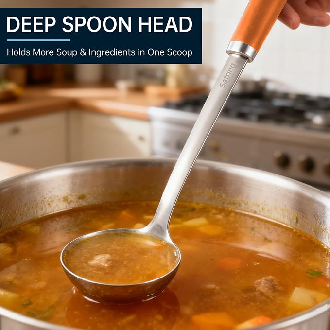 Safring Stainless Steel Soup Ladle and Spaghetti Spoon Set, Heat Resistant - Image 5