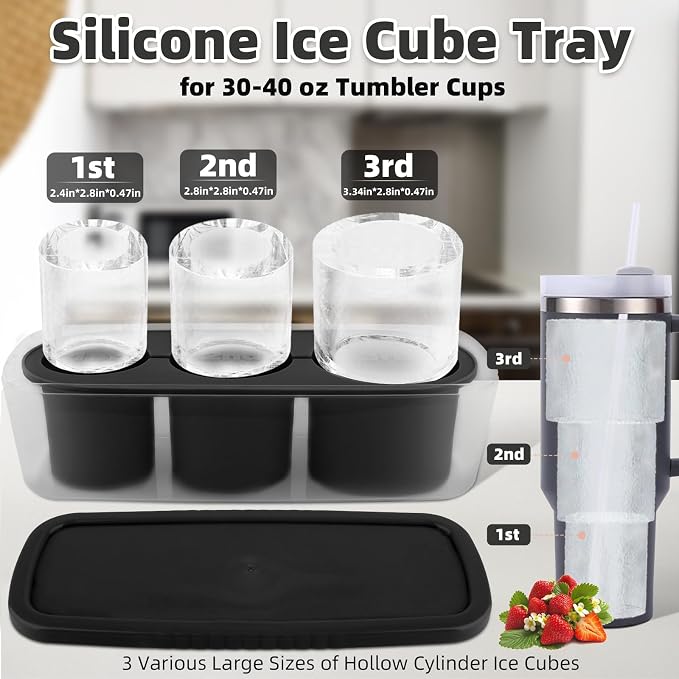 Tcamp Ice Mold for 30-40 oz Tumbler Cup, Silicone Ice Cube Tray - Image 2