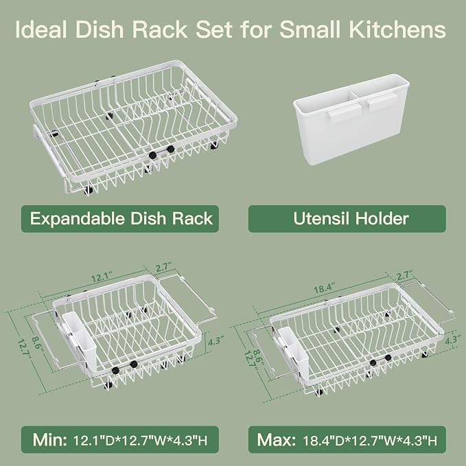 MAJALiS Dish Drying Rack Over The Sink, Expandable Stainless Steel Dish Drainer - Image 9