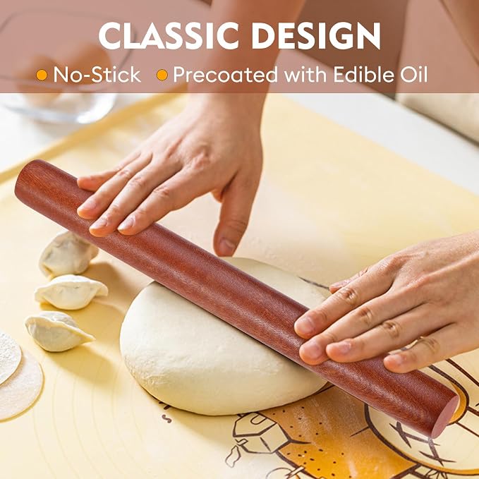 Wood Rolling Pin, Non-Stick Rolling Pin - Image 2