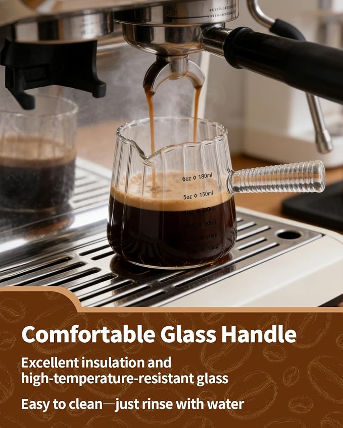 2 Pack Espresso Measuring Cup, 6oz Borosilicate Glass Espresso Cups - Image 3