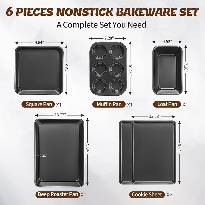 Baking Pans Set, Nonstick Bakeware Sets, Oven Pans - Image 2