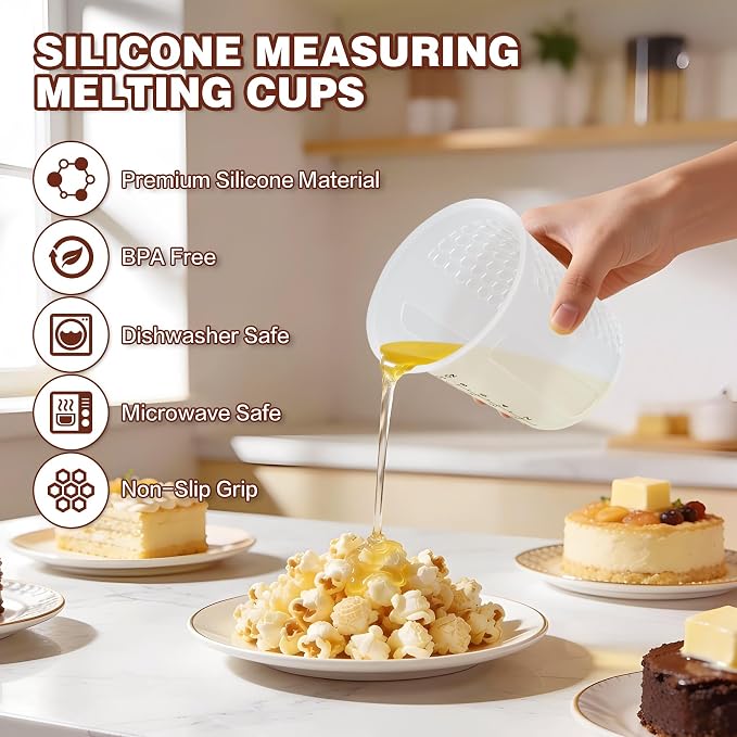 1Cup/250ml Silicone Measuring Cups 4-Pack Set, Reusable 8oz Silicone Cups Set - Image 5
