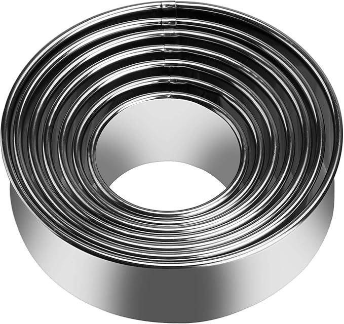 7 Pieces Stainless Steel Cookie Cutter Set Biscuit Plain Edge Round Cutters by KSPOWWIN