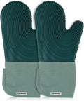 Silicone Oven Mitt Pack, Cotton Lined Gloves, Long Cooking Mitts and Trivet Mats by Dorkuovahome