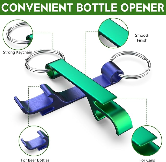 6 Pack Bottle Opener Keychain Set, Colorful Aluminum Alloy Beer Bottle Openers - Image 2