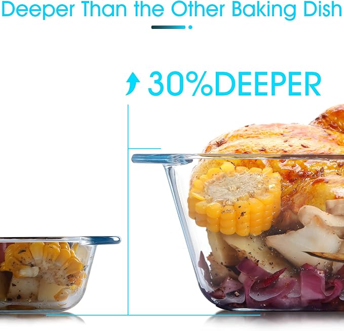 NUTRIUPS 5.7QT Rectangular Deep Glass Baking Dish, Large Glass Baking Pan - Image 3