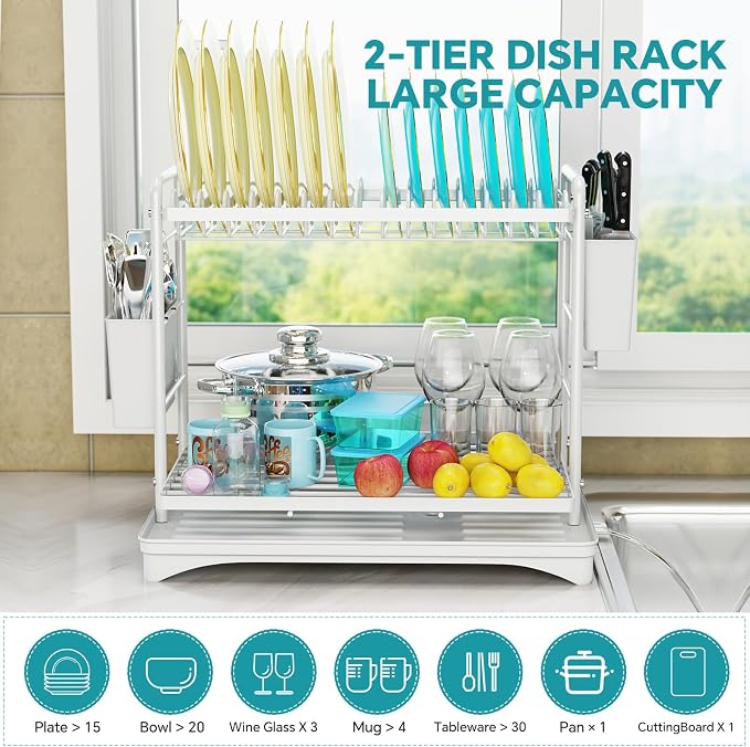 Simple Trending Dish Drying Rack, 2-Tier Dish Rack - Image 3