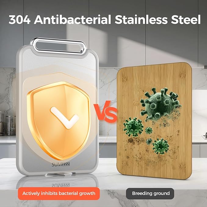 Sumzzz 2-in-1 Stainless Steel Cutting Board, Double-Sided - Image 4