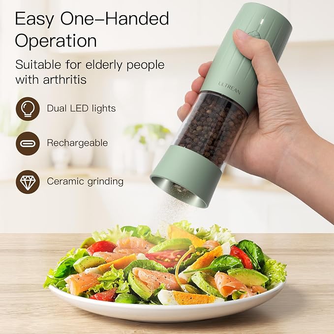 Ultrean Pepper Grinder, Electric Salt and Pepper Grinder Set - Image 2
