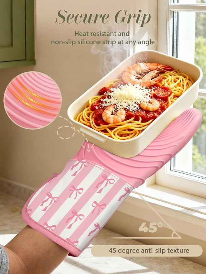 Slohif Long Silicone Oven Mitts Heat Resistant - Image 3