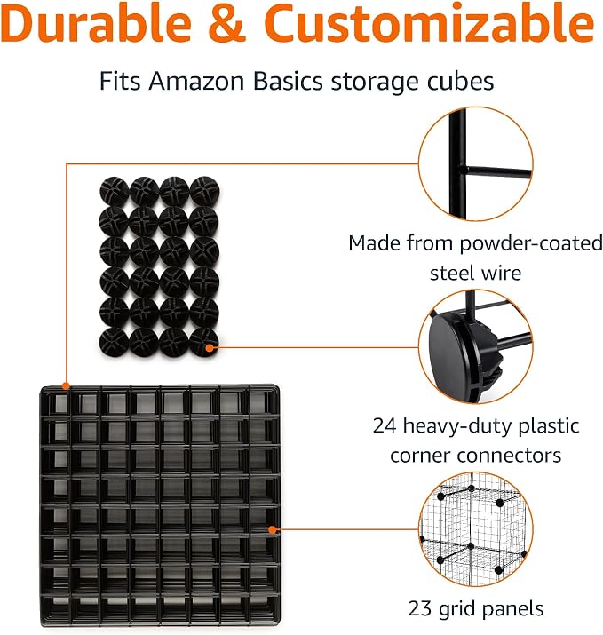 Amazon Basics 6-Cube Wire Grid Stackable Storage Organizer, Metal Shelving Unit - Image 3