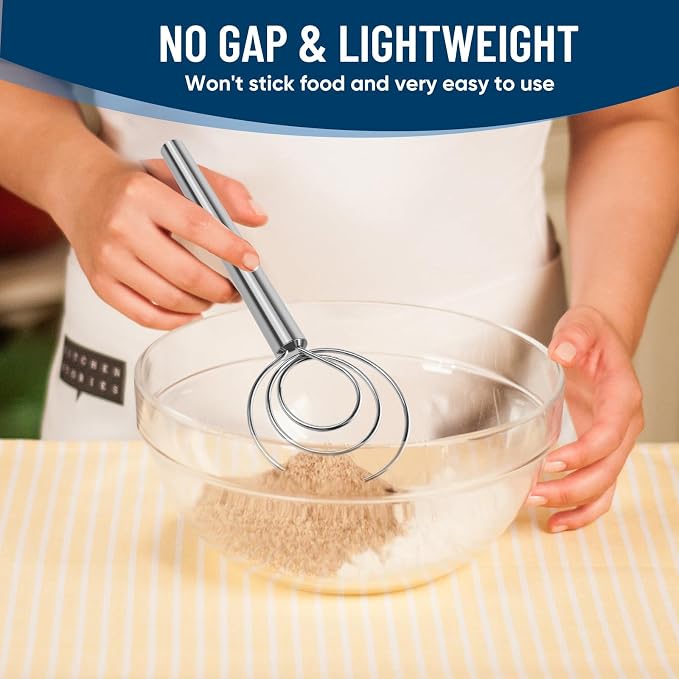 Danish Dough Whisk Stainless Steel Wooden Handle - Image 5