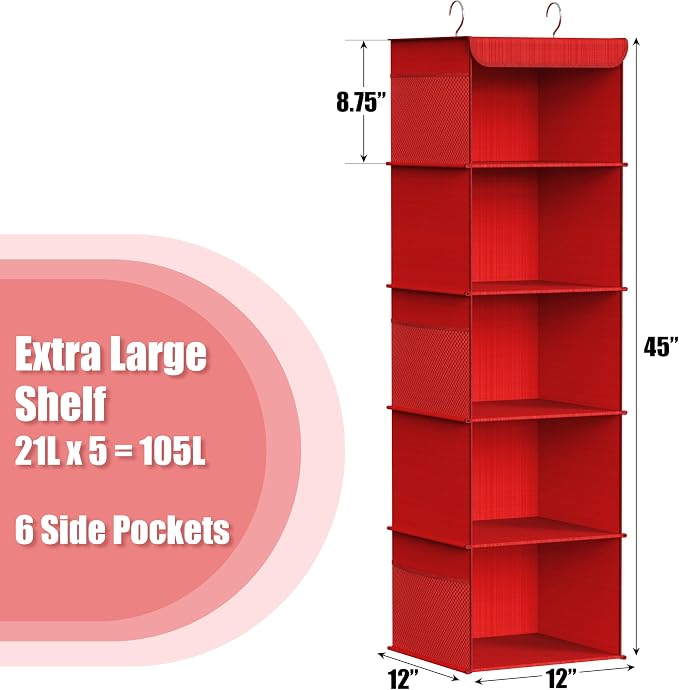 Simple Houseware 5 Shelf Hanging Closet Organizer - Image 3
