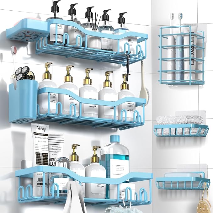 NESOMI Shower Caddy Adhesive Shower Organizer 8-Pack, Rustproof Stainless Steel by OrganizeYourHomeEssentials