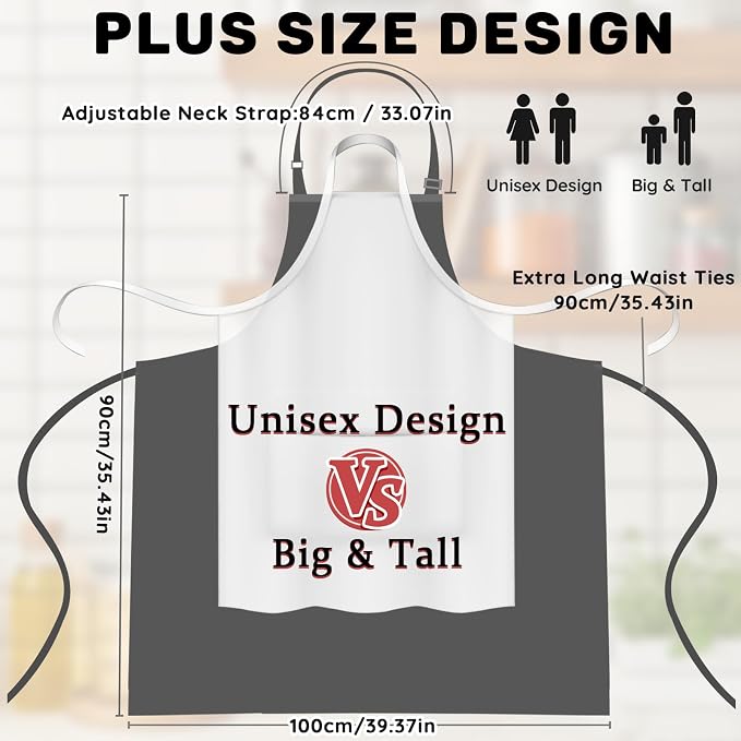 2 Pcs Plus Size Chef Apron, Unisex Professional Apron - Image 3