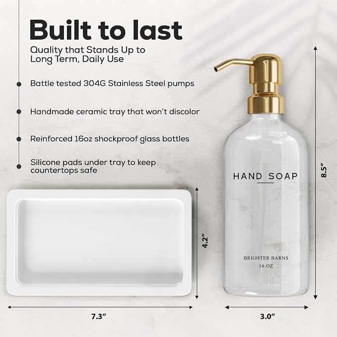 Luxury Glass Hand and Dish Soap Dispenser Set by Brighter Barns - Image 3