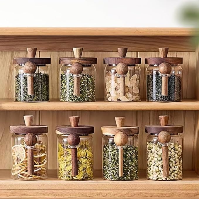 ANSQU Glass Jar with Wooden Lid & Spoon, 13.5oz Food Storage Containers Coffee - Image 5