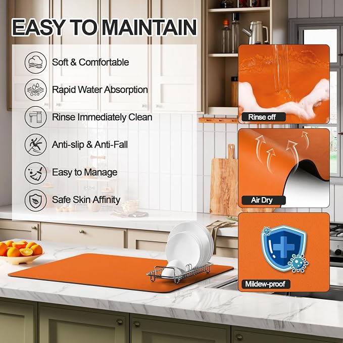Ecotrim - Dish Drying Mat for Kitchen Counter | Coffee Bar Mat for Countertops - Image 3