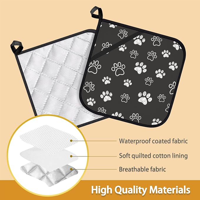 Cute Cat Dog Paw Pot Holder Set of 2, Heat Resistant Potholders Oven Hot Pads - Image 3