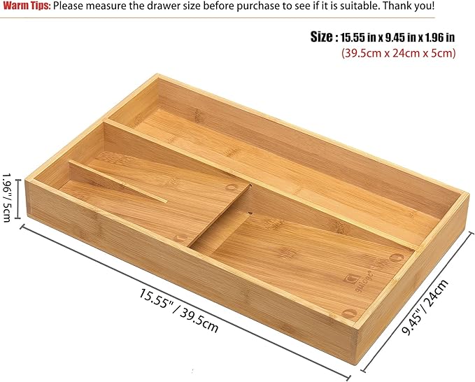 guiogc Bamboo silverware tray organizer, Utensil Holder and Cutlery Tray - Image 2