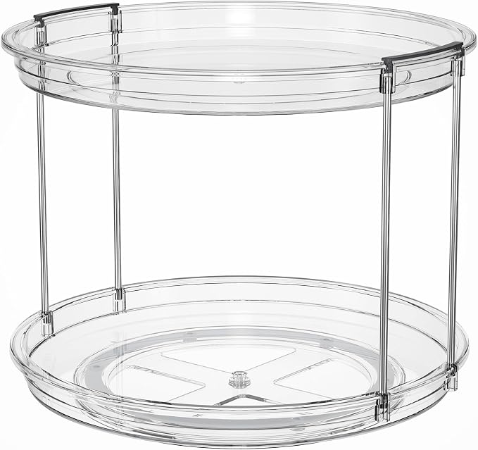 LAMU Rotating Makeup Organizer for Vanity, 10.6in 2 Tier Lazy Susan Turntable - Image 9
