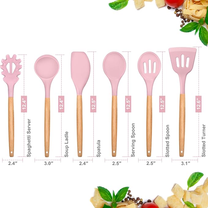 E-far Cooking Utensils Set of 6, Silicone Kitchen Utensils - Image 2