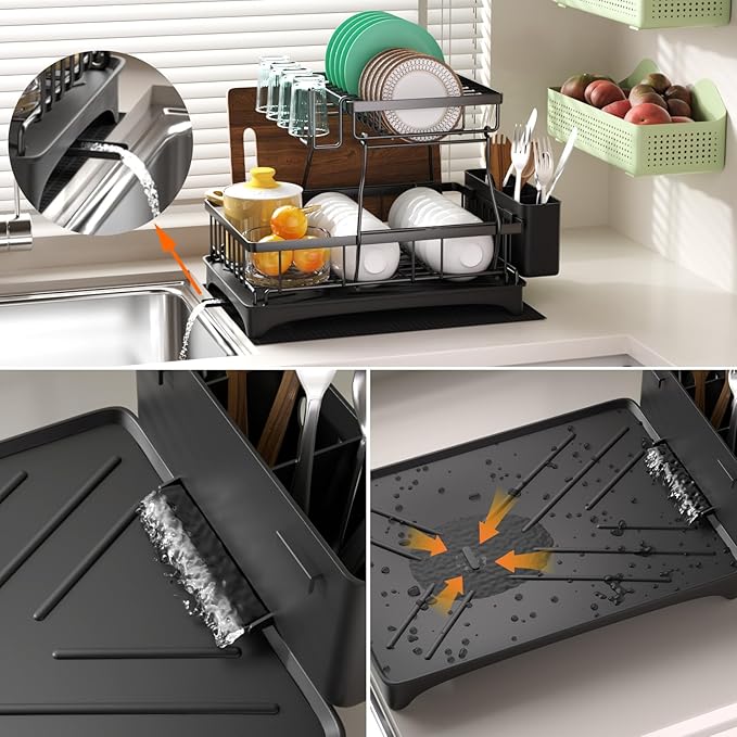 Godboat Dish Drying Rack, 2-Tier Dish Rack - Image 6