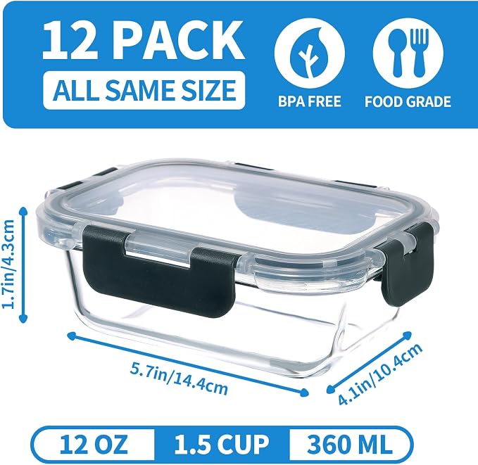 GULFLIN 24-Piece Small Glass Food Storage Containers - Image 2